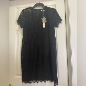NWT LC Lauren Conrad Black Lace Dress with Short Sleeves size 12